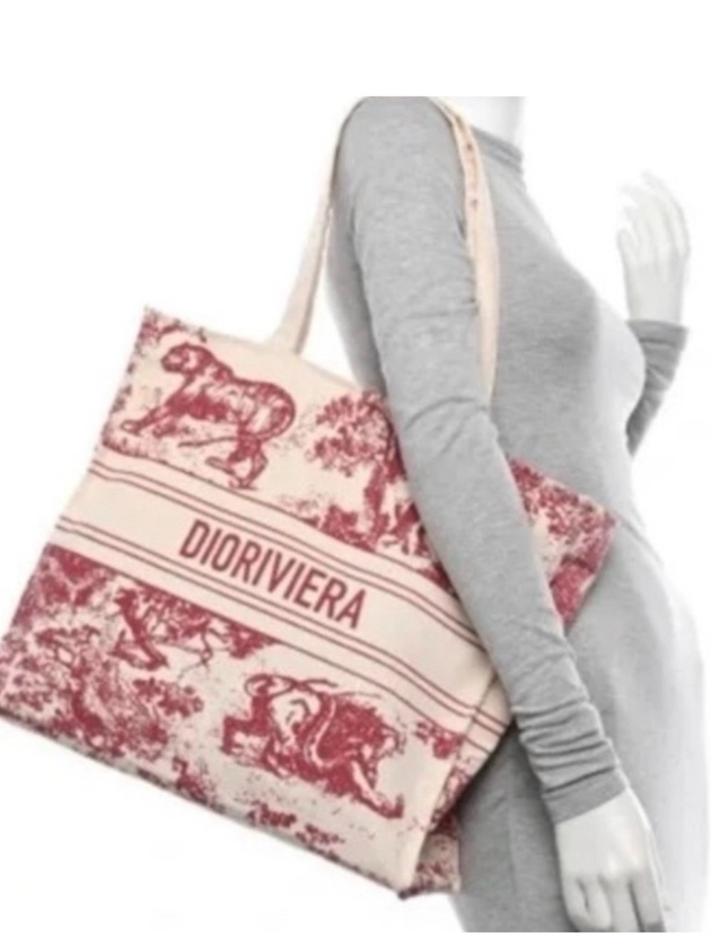 Dior Tote - Cream &  Red - w/ Star Charm - Picture 5 of 6